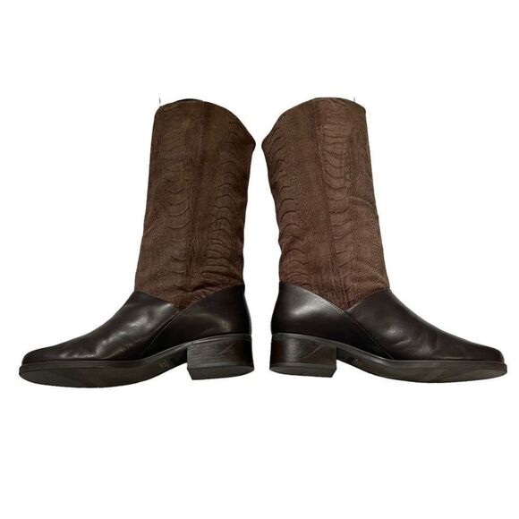 Markon Shannon Women's Leather Snakeskin Embossed  Pull On  Boots Size 8 - Picture 6 of 8